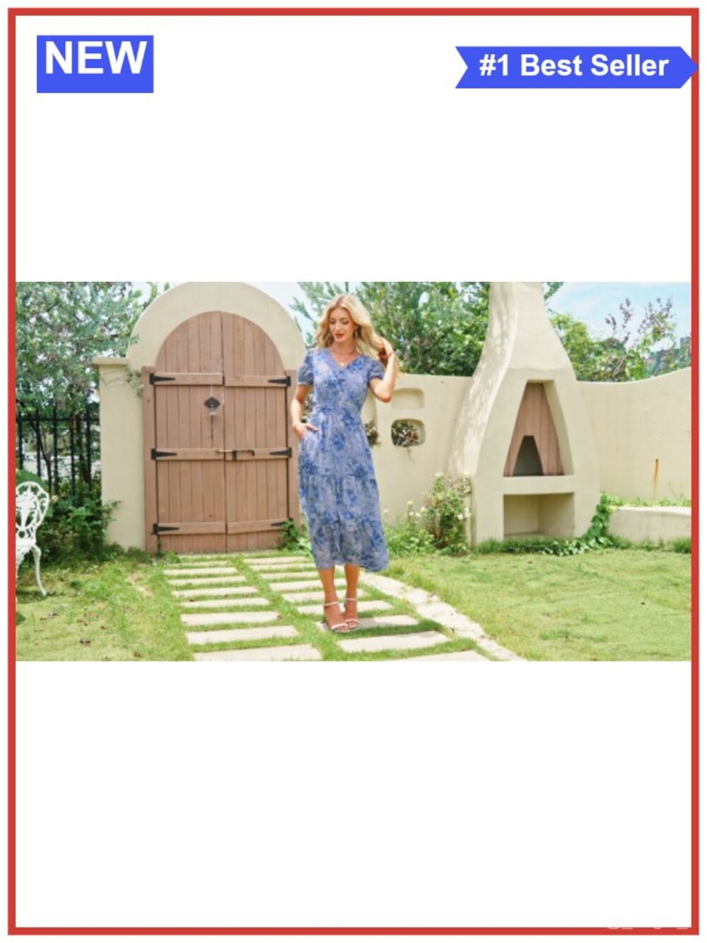 Womens Chiffon V Neck A Line Maxi Dress Short Sleeve Wedding Guest - Picture 6 of 6